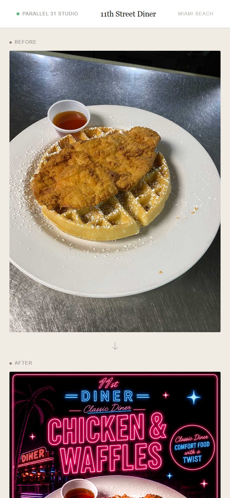 11th Street Diner pitch on mobile